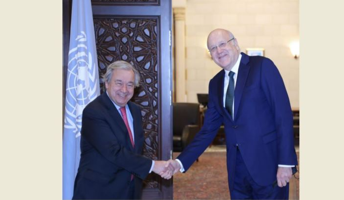 ميقاتي لغوتيريش: متمسكون بتطبيق الـ”1701″ والمضي بمفاوضات الترسيم