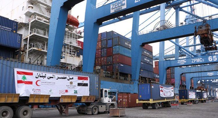 من مصر الى لبنان: 487.5 طن من المواد الغذائية والأدوية