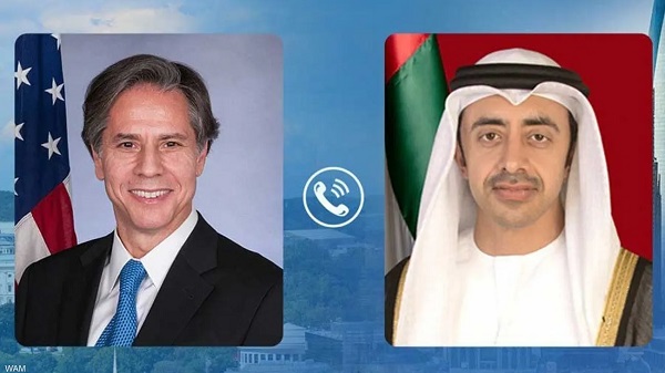 عبد الله بن زايد وبلينكن يبحثان العلاقات الثنائية وأوكرانيا