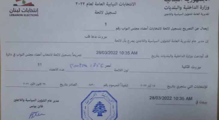 تسجيل اول لائحة في بيروت الثانية: “بيروت بدها قلب”