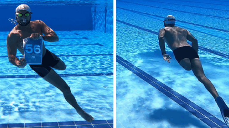 بالرّغم من بتر ساقه..مصري يحطّم رقمين قياسيين بالسباحة في غينيس
