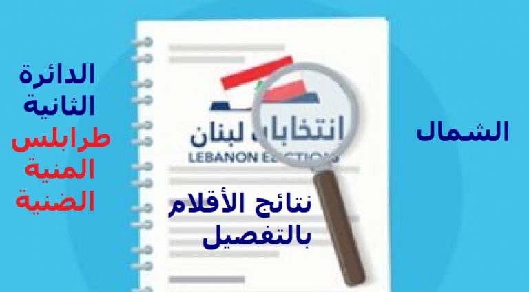 نتائج الانتخابات النيابية بالتفصيل بحسب الأقلام: دائرة الشمال الثانية (طرابلس ـ المنية ـ الضنية)