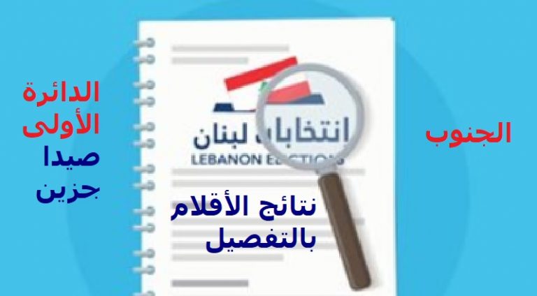 نتائج الانتخابات النيابية بحسب الأقلام: دائرة الجنوب الأولى (صيدا وجزين)