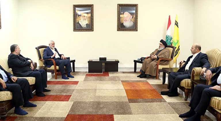 نصر الله عرض مع هنيّة التطورات الميدانية في فلسطين