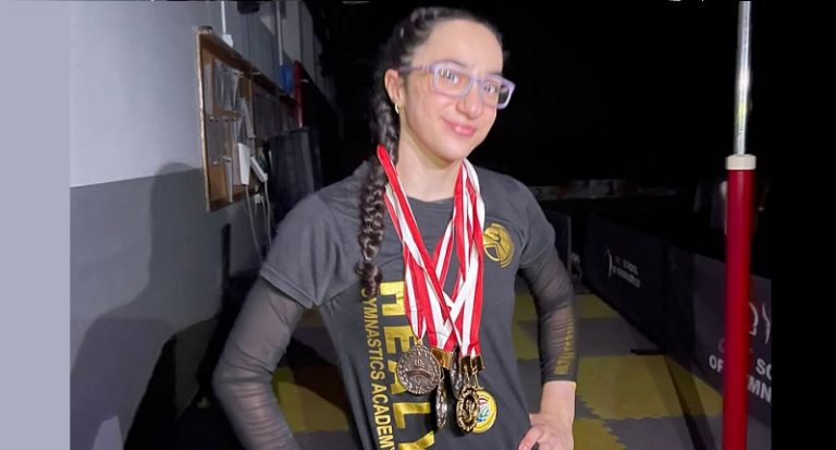 بالصور: 5 ميداليات لساره مروه في بطولة لبنان للجمباز الفني