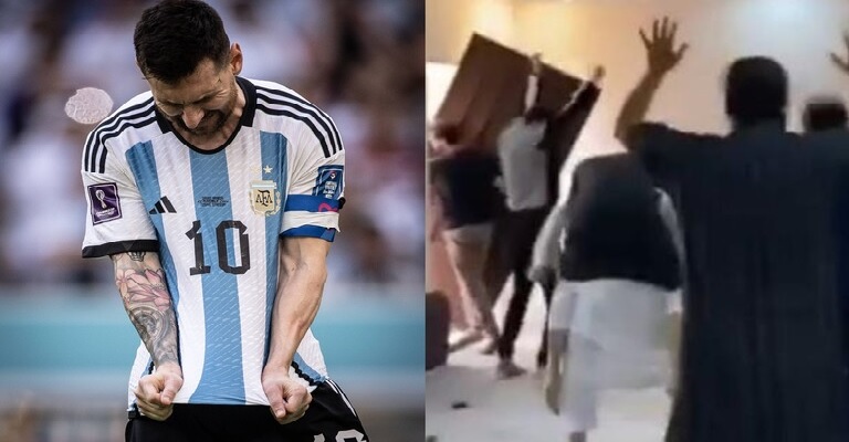 فرحة هيستيرية.. مشجع سعودي يخلع الباب بعد الفوز على الأرجنتين (فيديو)
