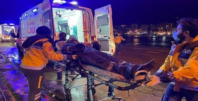 حريق ضخم في سفينة شحن قبالة سواحل سينوب بالبحر الأسود