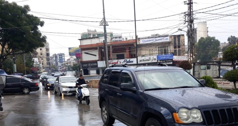 حادث سير في النبطية بسبب الامطار