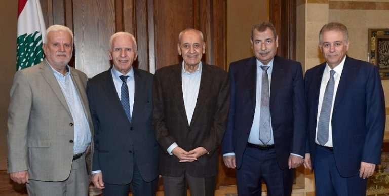 بري يبحث الملفات الفلسطينية مع “منظمة التحرير”