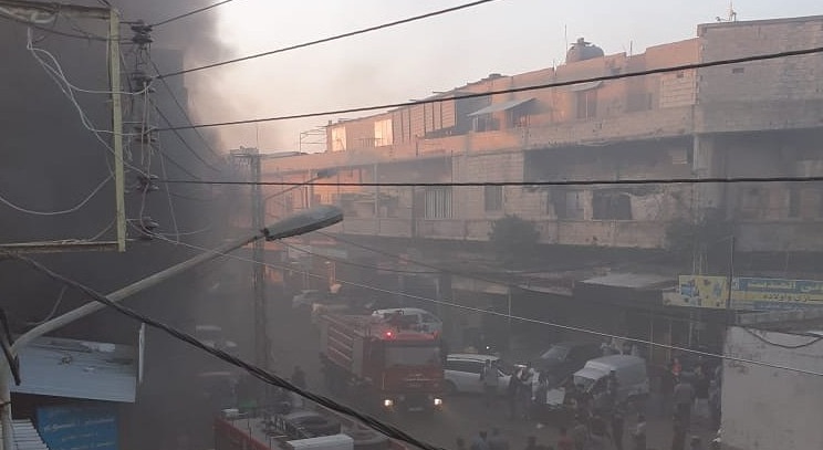 بالفيديو.. حريق في المدينة الصناعية بصيدا