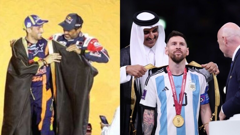 بالفيديو.. على طريقة ميسي..ناصر العطية يُلبس “البشت” لدراج أرجنتيني