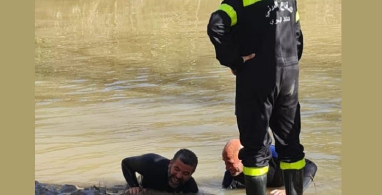 بالصور: مواصلة البحث عن جثة في نهر القاسمية