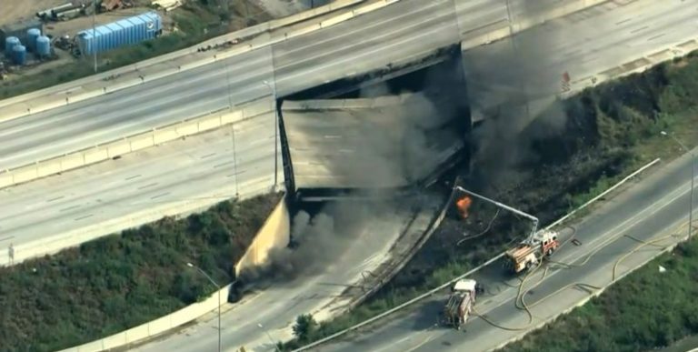 فيديو إنهيار الطريق السريع في فيلادلفيا