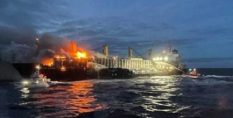 قتيل وجرحى بحريق سفينة شحن للسيارات