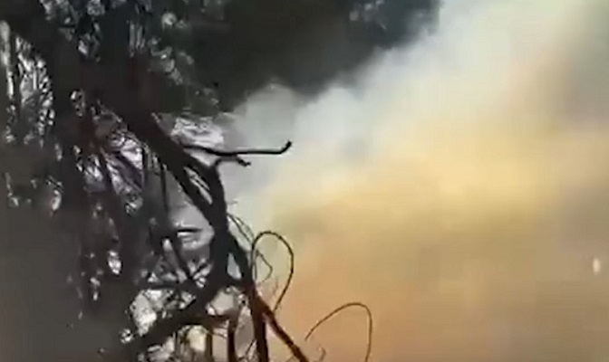 بالفيديو.. حريق كبير في الشوف