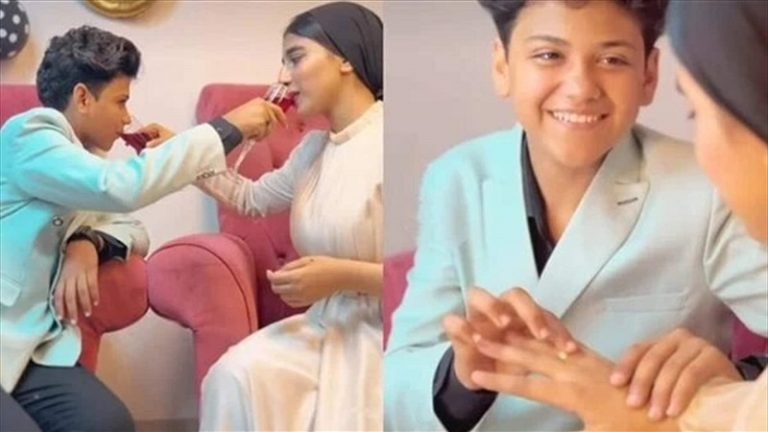 “أصغر عروسين” في مصر يوضحان حقيقة خطوبتهما