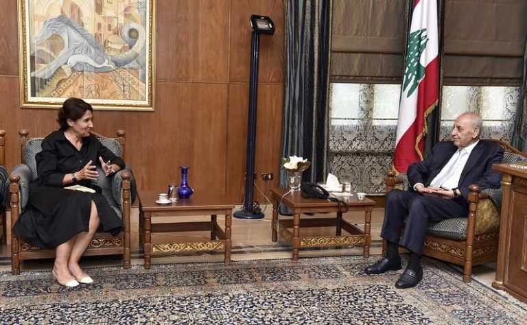 عشية وصول لودريان.. بري يلتقي آن غريو