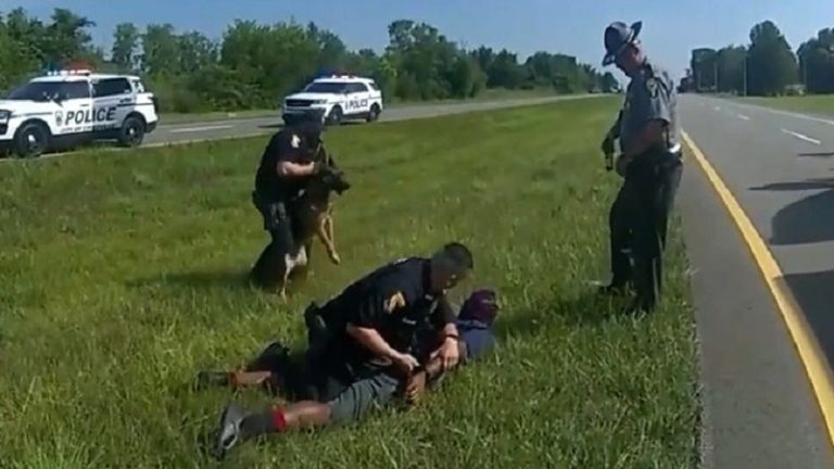 بالفيديو: شرطي أميركي يفلت كلبه على رجل أعزل