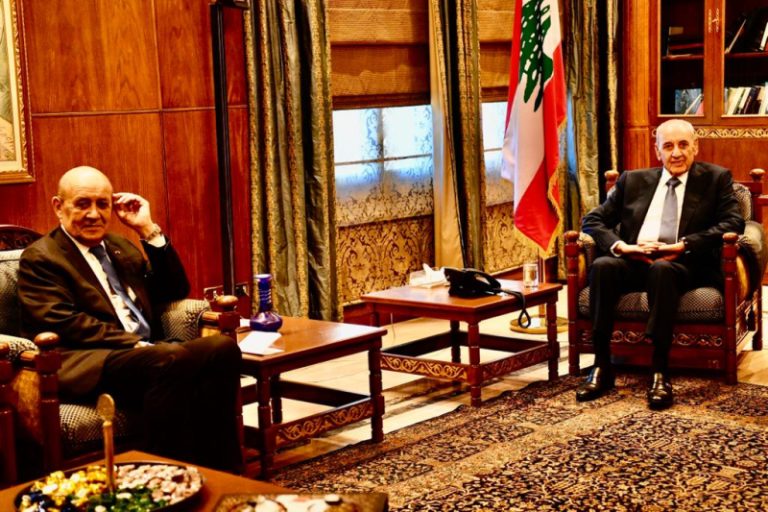 بالصور.. لودريان في عين التينة للمرة الثانية