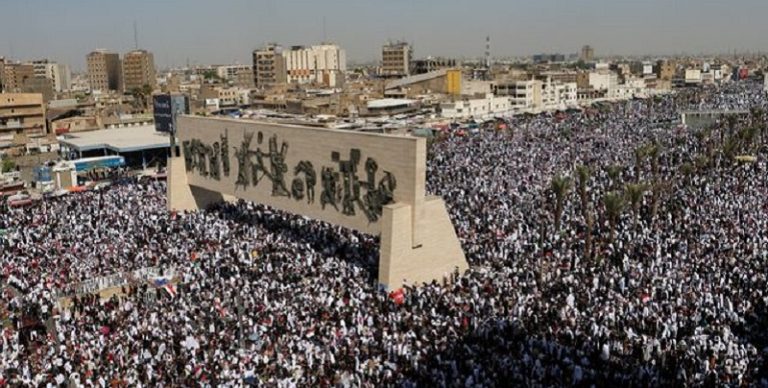 بالفيديو.. حشود مليونيّة في بغداد دعماً لفلسطين