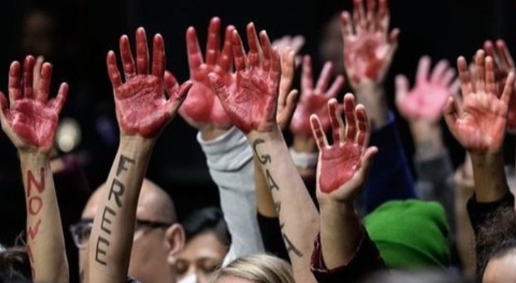 كفوف حمراء.. وهتافات تقاطع كلمة بلينكن أمام الكونغرس