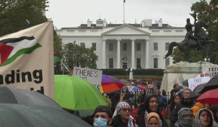 تظاهرات قرب البيت الأبيض دعماً لفلسطين