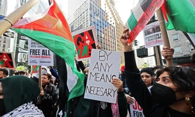 بالفيديو.. تظاهرات في أميركا تأييداً لفلسطين وتنديداً بالعدوان على غزة