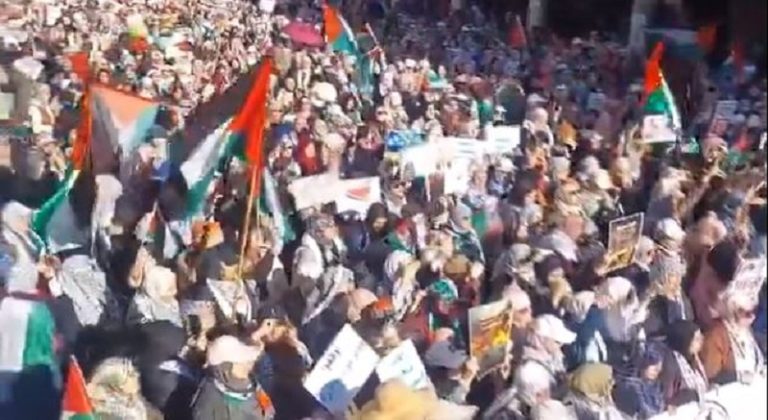بالفيديو.. مظاهرة حاشدة في المغرب دعماً لغزة!