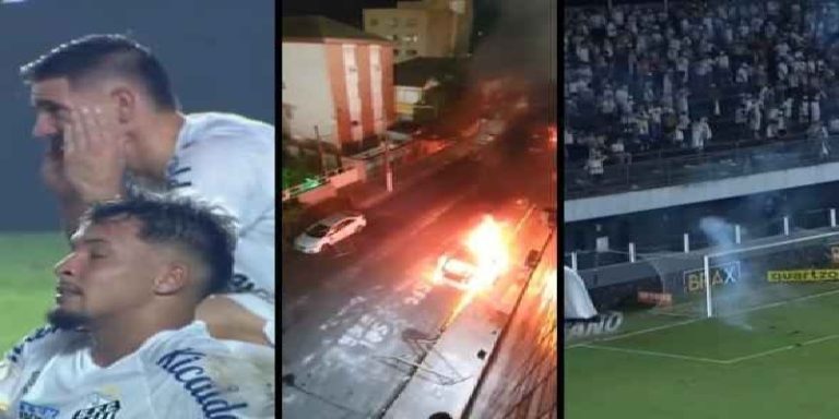 بعد سقوط فريقها الى الدرجة الثانية.. جماهير “سانتوس” تحرق الأخضر واليابس