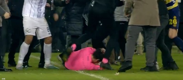 بالفيديو ـ حَكَم يتعرض للضرب المبرح!