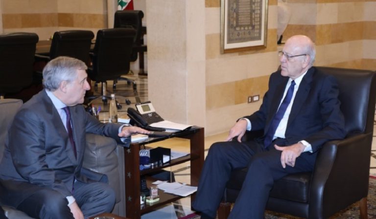 ميقاتي: لبنان يؤيد الحل السلمي.. وتاياني: إيطاليا تساند لبنان في مواقفه