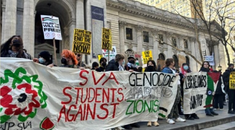 آلاف الطلاب يتظاهرون في نيويورك دعماً لغزة (فيديو)