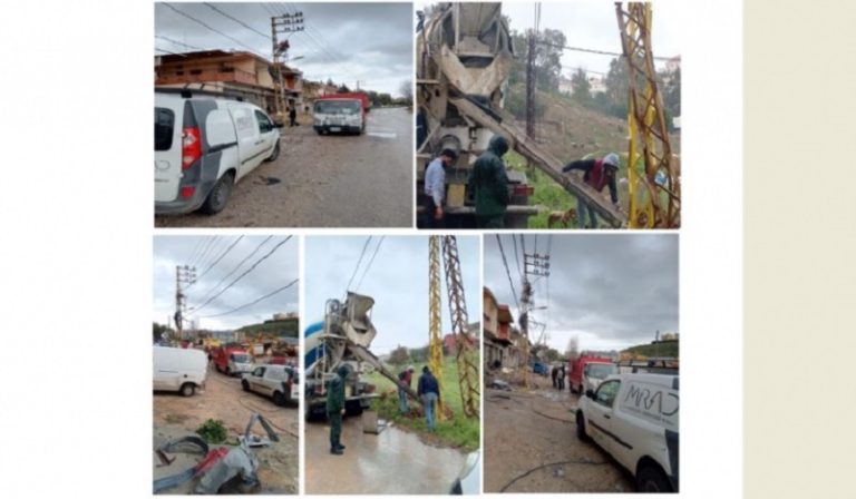 إنجاز أعمال صيانة الشبكات الكهربائية المتضررة في الجنوب