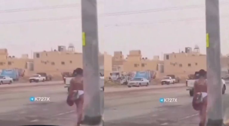 بالفيديو ـ إمرأة عارية تسير في شوارع الرياض!
