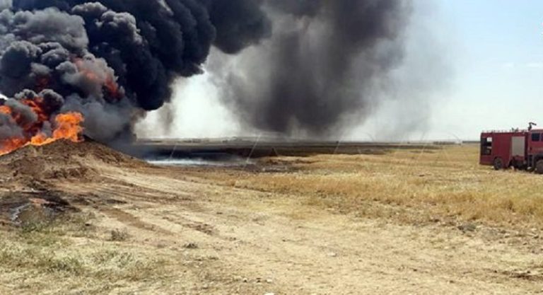 حريق على خط لنقل النفط الخام في سوريا