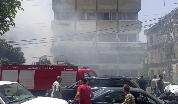 حريق بمحل لبيع الأدوات الموسيقية في النبطية