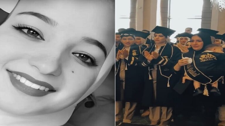 بالفيديو.. رضيع يتسلم شهادة تخرج والدته المتوفية!