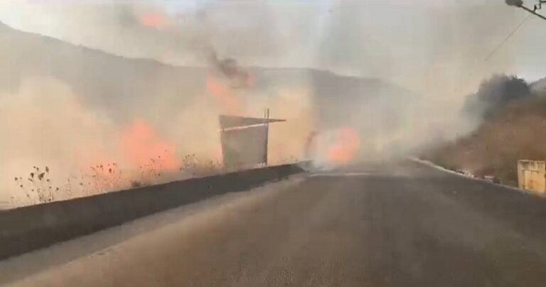 بالفيديو.. حريق كبير على طريق الخردلي