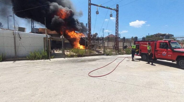 حريق بمحطة تحويل الكهرباء في مشروع مياه الطيبة