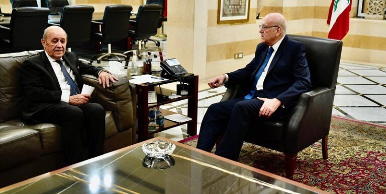 وصول ميقاتي برفقة لودريان إلى المجلس النيابي