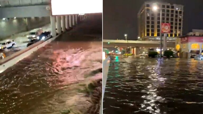 السيول تغرق نفقاً في جدة (فيديو)