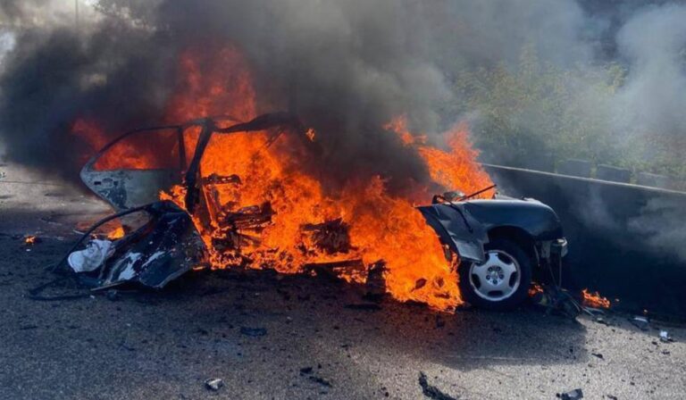 استهداف سيارة على طريق ضهر الوحش – عاريا (فيديو)