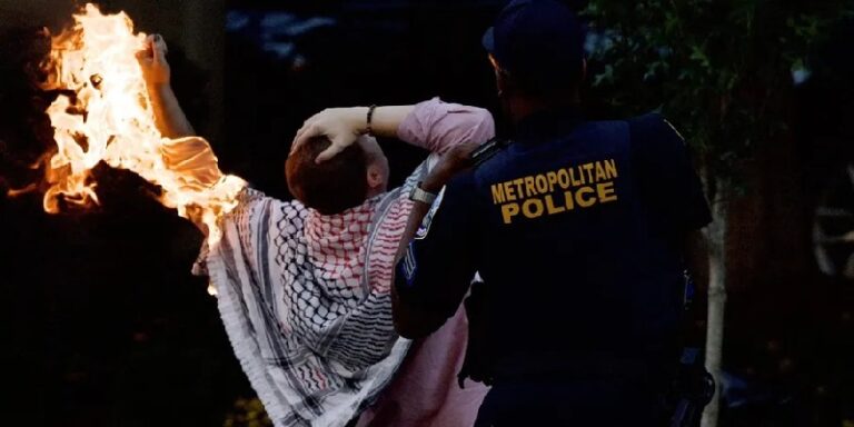 بالفيديو ـ أميركي حاول إحراق نفسه أمام البيت الأبيض تضامناً مع غزة