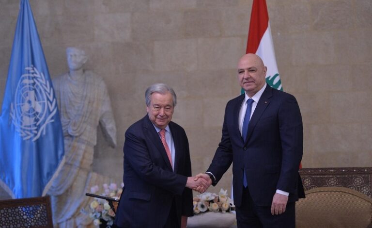 غوتيريش وعون يؤكدان أهمية اليونيفيل في الحفاظ على الاستقرار