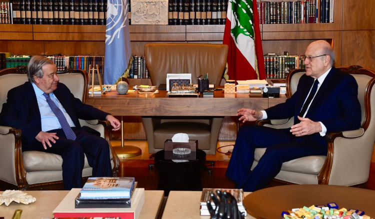 غوتيريش وميقاتي