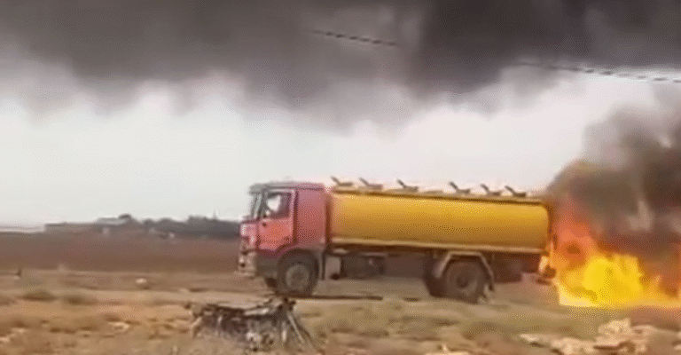 بالفيديو.. احتراق صهريج محروقات في الهرمل