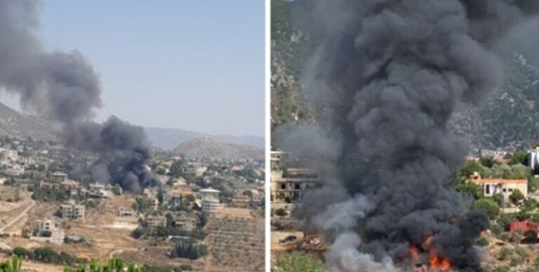 حريق هائل بمستودع مواد مستعملة في عربصاليم