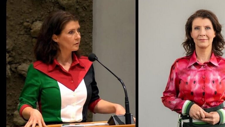 نائبة هولندية ترتدي علم فلسطين بقاعة المجلس (فيديو – صورة)