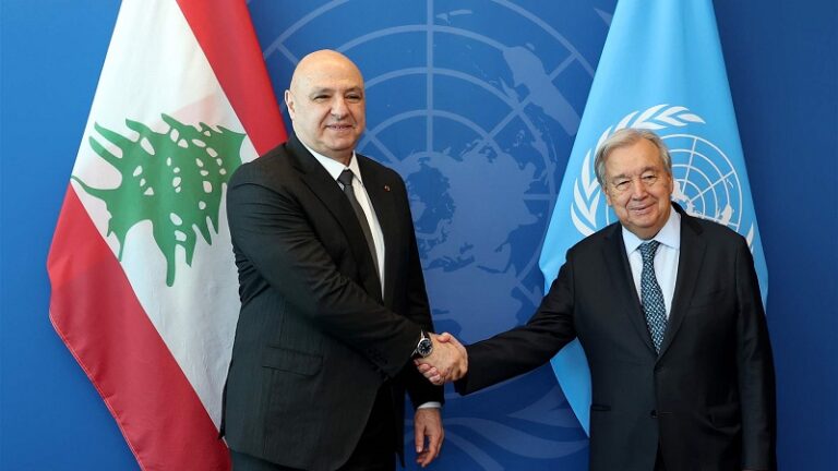غوتيريش ينوّه بدور عون: الجيش اللبناني القوة المسلحة الوحيدة في البلاد