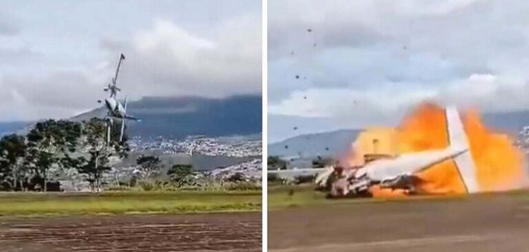 بالفيديو – تحطم طائرة عقب إقلاعها مباشرة!